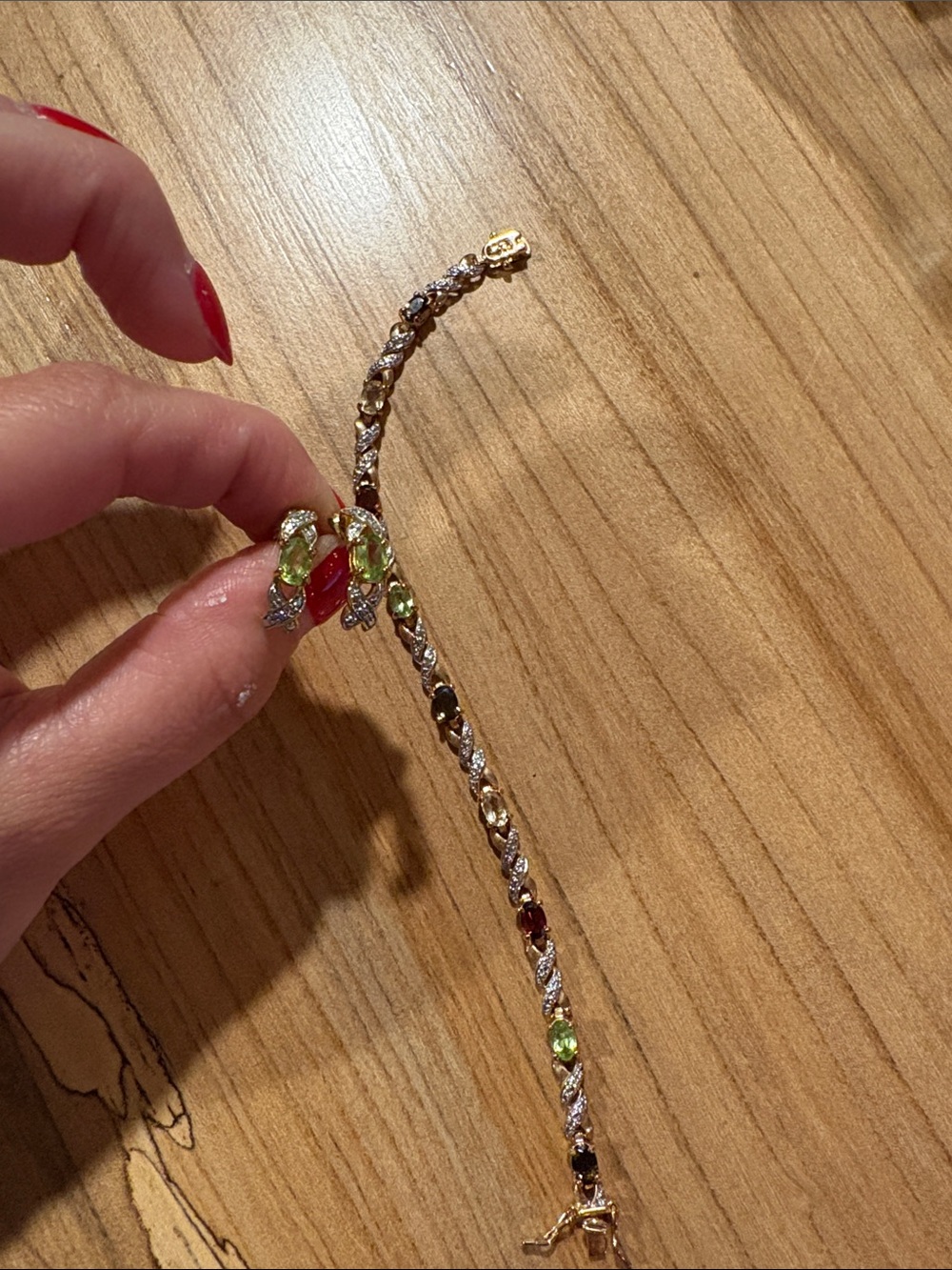 Rose Played Silver Multi Color Gem Bracelet and Earrings